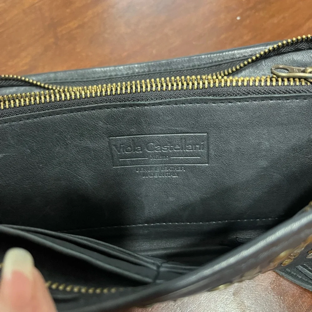 NWOT Viola Castellani Studded Leather Wallet Clutch - Picture 4 of 9